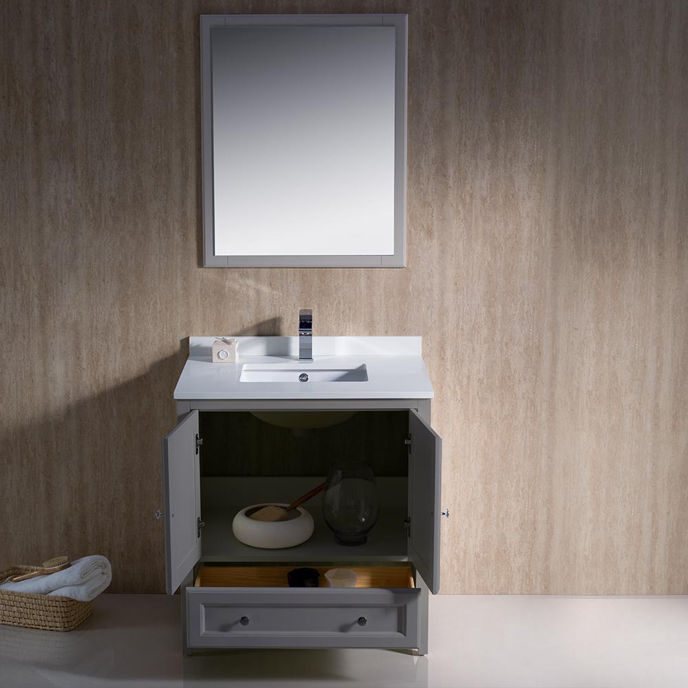 Fresca Oxford 30" Gray Traditional Bathroom Vanity Free Faucet Vanity Fresca