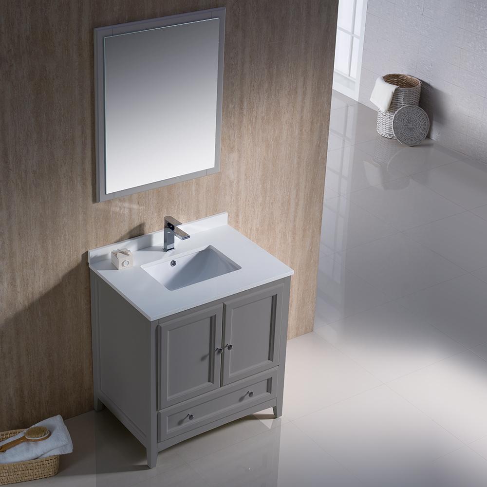 Fresca Oxford 30" Gray Traditional Bathroom Vanity Free Faucet Vanity Fresca