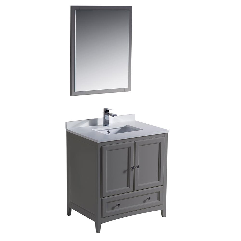Fresca Oxford 30" Gray Traditional Bathroom Vanity Free Faucet Vanity Fresca