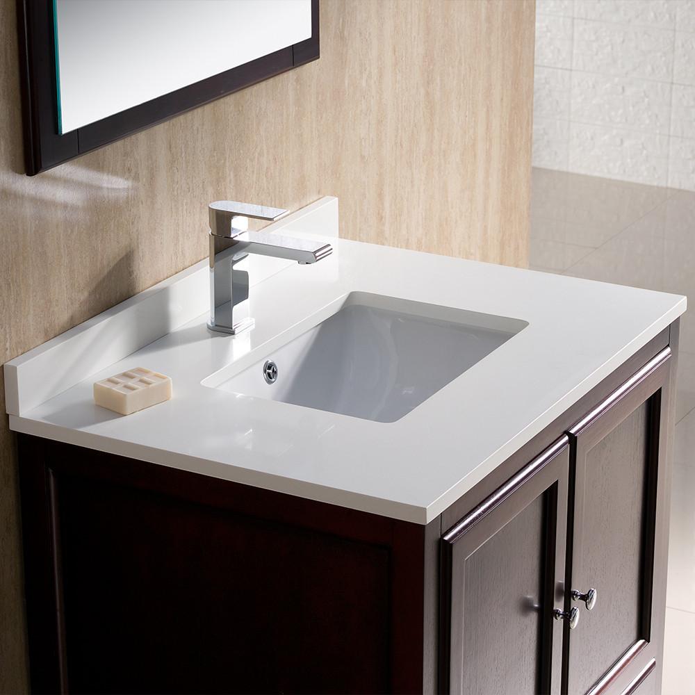 Fresca Oxford 30" Mahogany Traditional Vanity 2 Soft Doors-Free Faucet Vanity Fresca