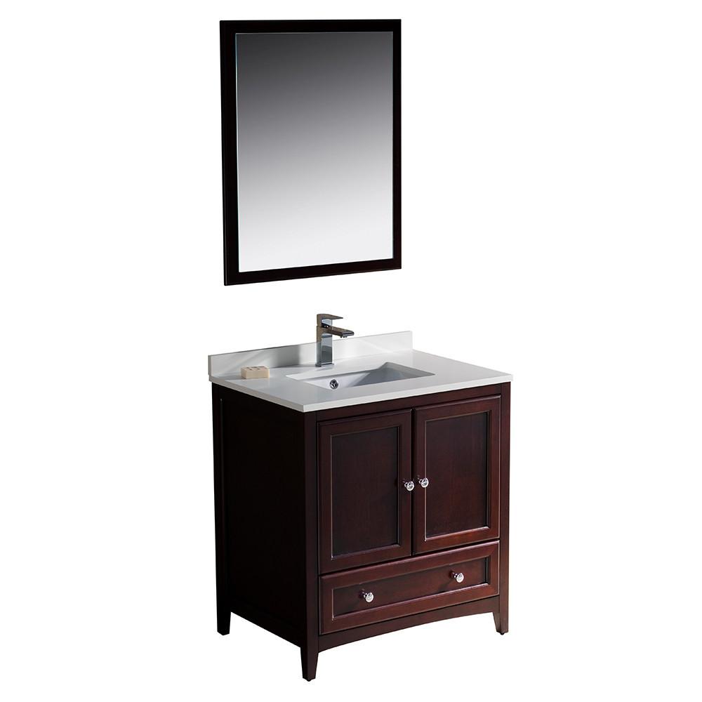 Fresca Oxford 30" Mahogany Traditional Vanity 2 Soft Doors-Free Faucet Vanity Fresca