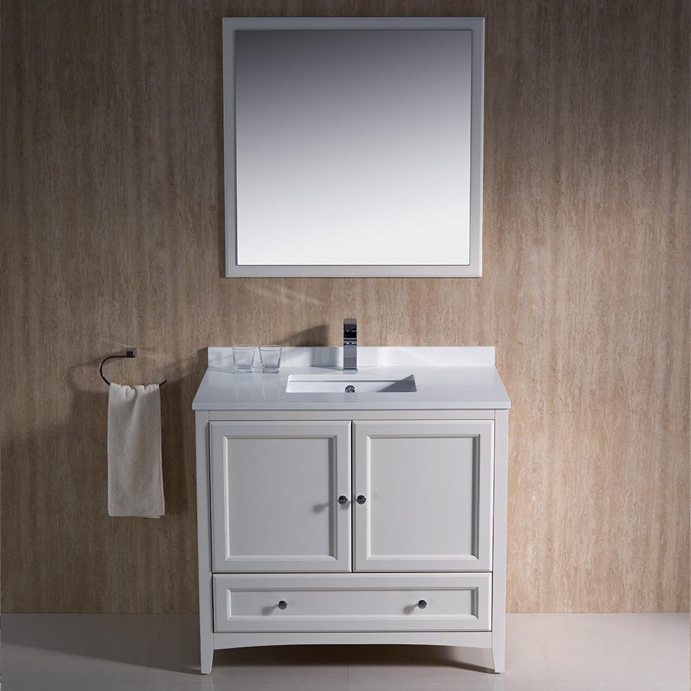Fresca Oxford 36" Antique White Traditional Bathroom Vanity Free Faucet Vanity Fresca