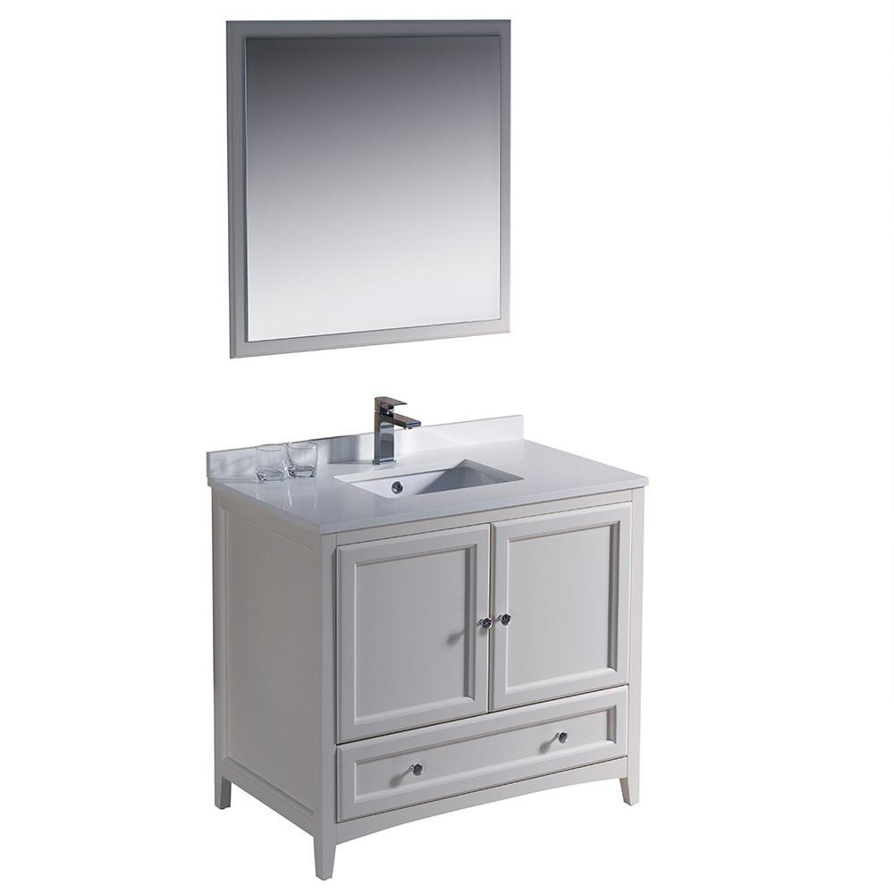 Fresca Oxford 36" Antique White Traditional Bathroom Vanity Free Faucet Vanity Fresca