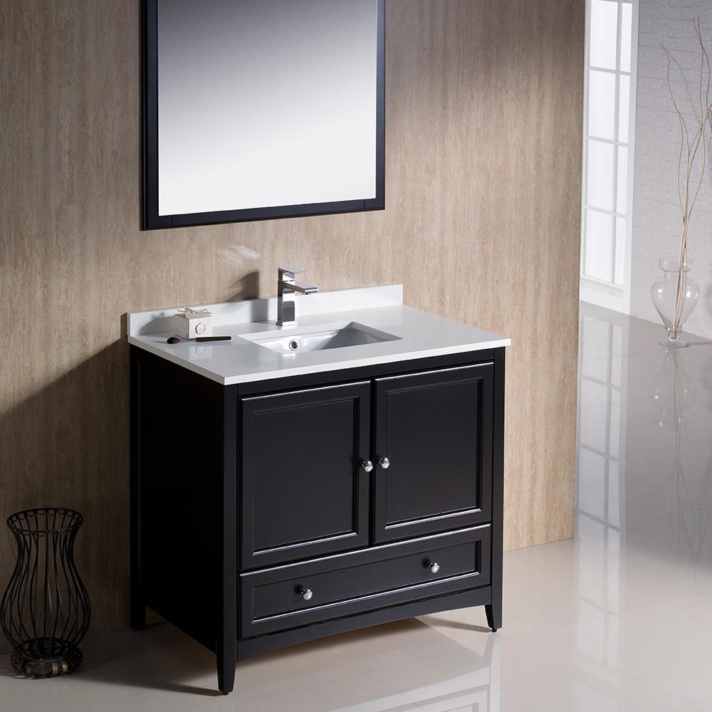 Fresca Oxford 36" Espresso Traditional Bathroom Vanity Free Faucet Vanity Fresca