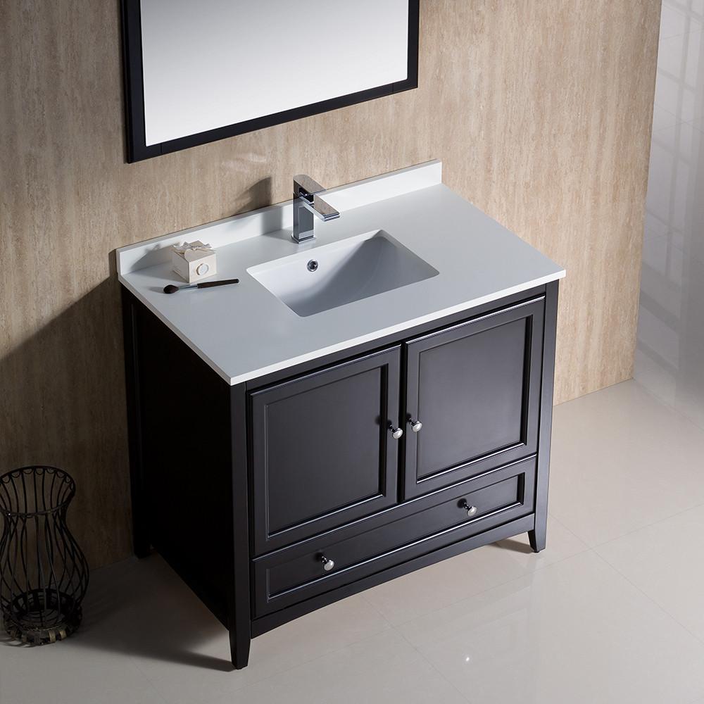 Fresca Oxford 36" Espresso Traditional Bathroom Vanity Free Faucet Vanity Fresca