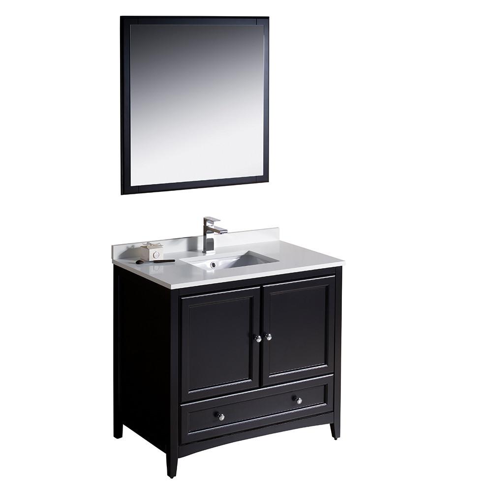 Fresca Oxford 36" Espresso Traditional Bathroom Vanity Free Faucet Vanity Fresca