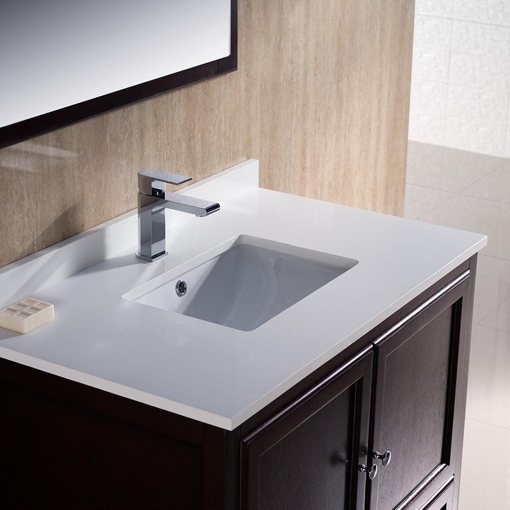 Fresca Oxford 36" Mahogany Traditional Bathroom Vanity Free Faucet Vanity Fresca
