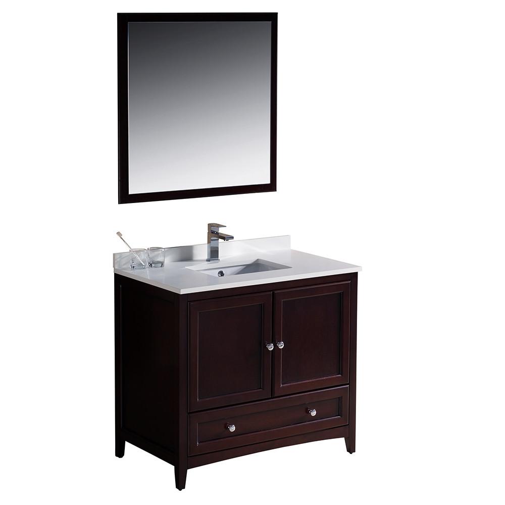 Fresca Oxford 36" Mahogany Traditional Bathroom Vanity Free Faucet Vanity Fresca