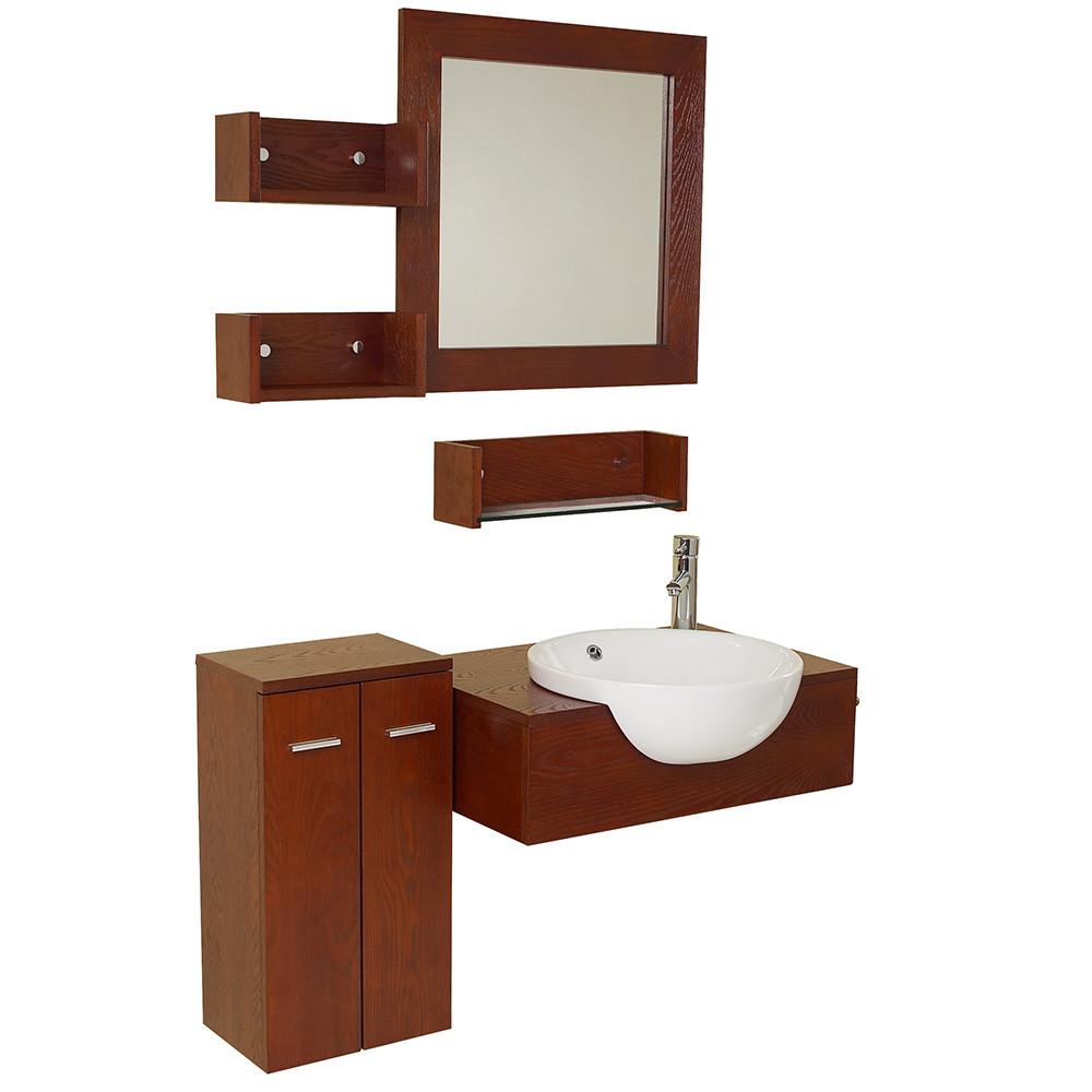 Fresca Stile Modern Bathroom Vanity w/ Mirror & Side Cabinet Vanity Fresca