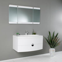 Thumbnail for Fresca Modern Bathroom Vanity with 3 Panel Folding Mirror & Free Faucet - White Vanity Fresca