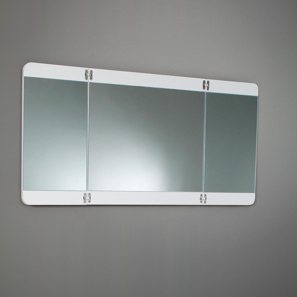 Fresca Modern Bathroom Vanity with 3 Panel Folding Mirror & Free Faucet - White Vanity Fresca