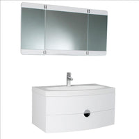 Thumbnail for Fresca Modern Bathroom Vanity with 3 Panel Folding Mirror & Free Faucet - White Vanity Fresca