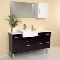 Thumbnail for Fresca Serio Espresso Modern Bathroom Vanity w/ Mirror & Side Cabinet Vanity Fresca