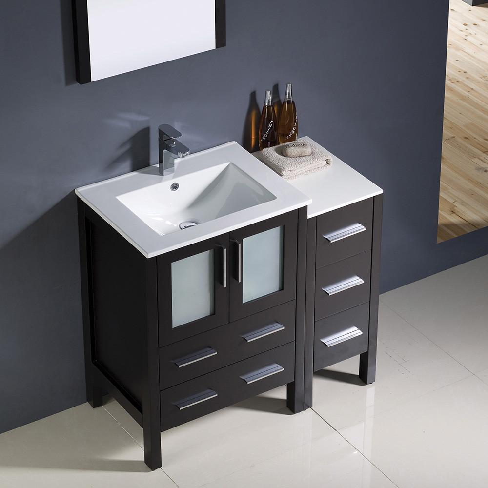 Fresca Torino 36" Espresso Modern Vanity w/ Side Cabinet & Integrated Sinks Vanity Fresca