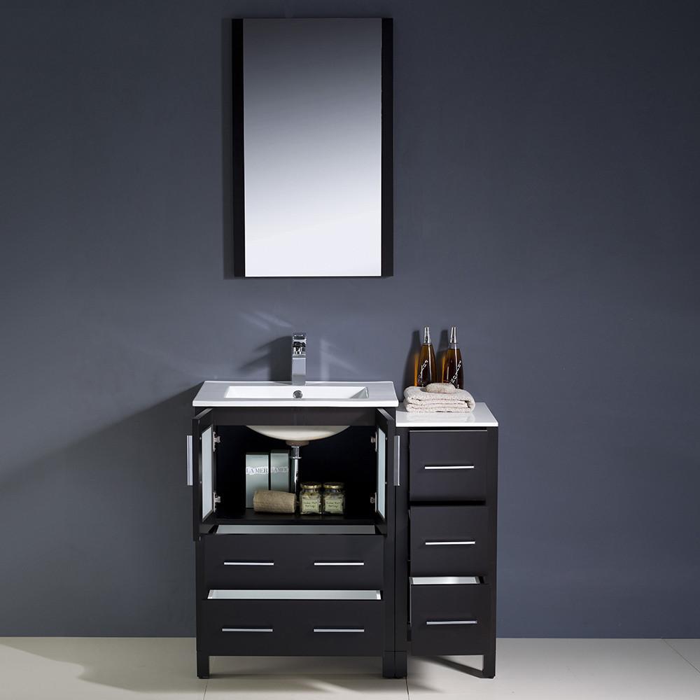 Fresca Torino 36" Espresso Modern Vanity w/ Side Cabinet & Integrated Sinks Vanity Fresca