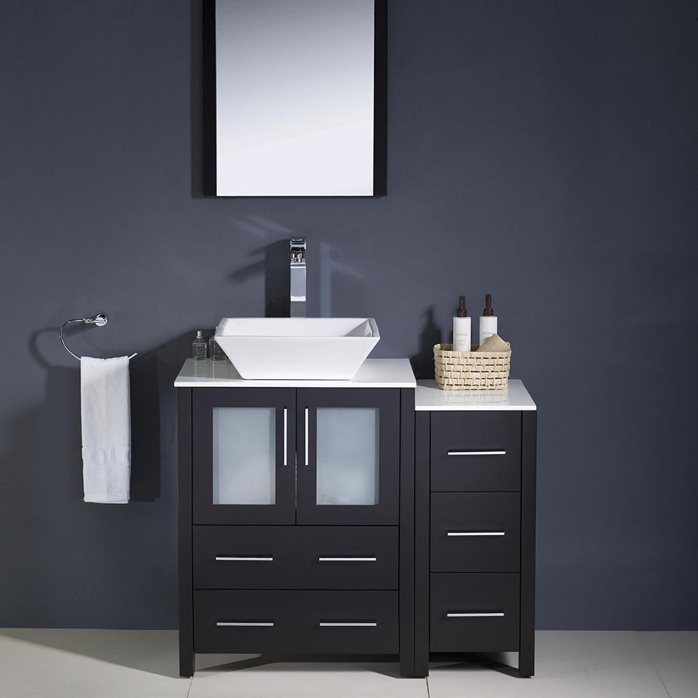 Fresca Torino 36" Espresso Modern Bathroom Vanity w/ Side Cabinet & Vessel Sink Vanity Fresca