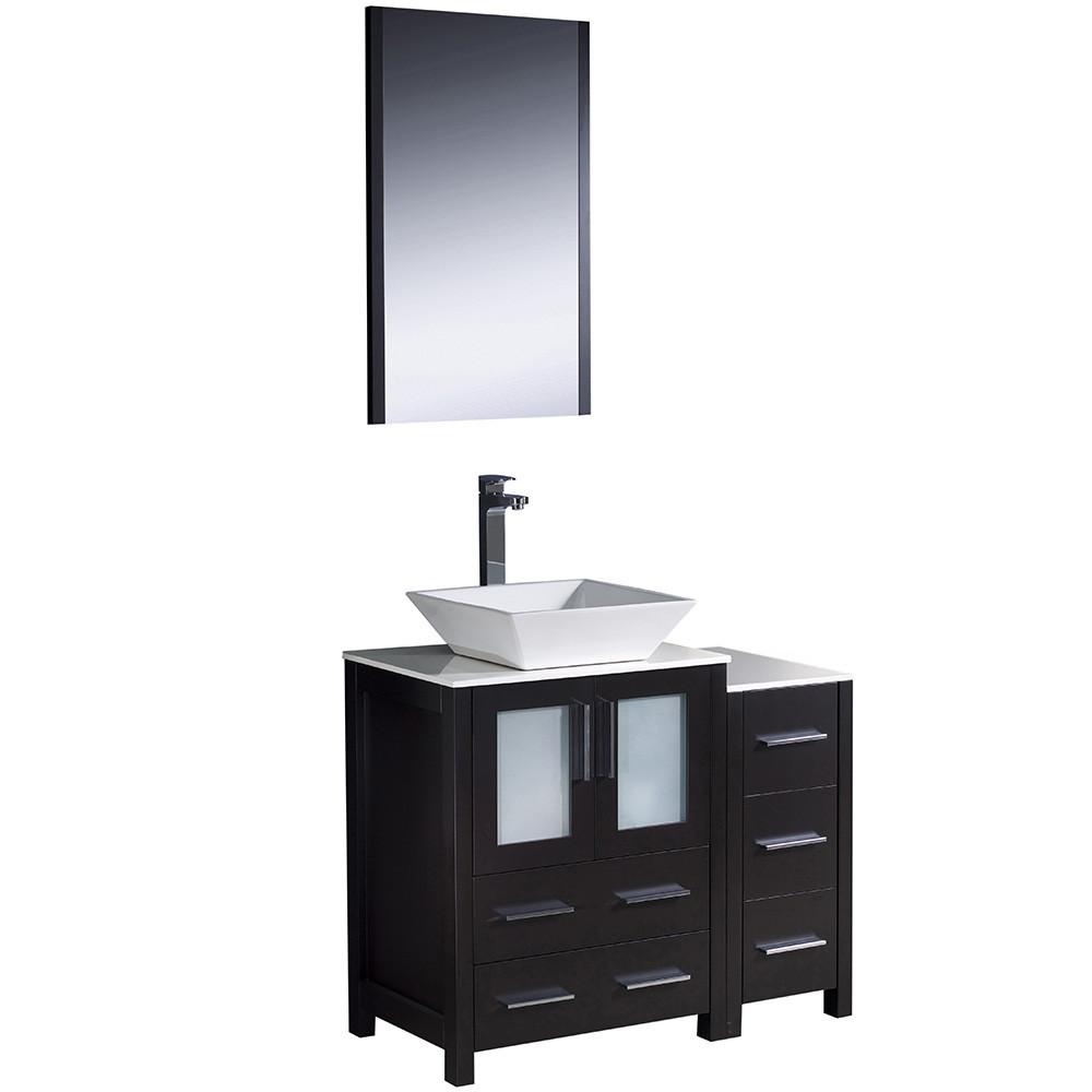 Fresca Torino 36" Espresso Modern Bathroom Vanity w/ Side Cabinet & Vessel Sink Vanity Fresca
