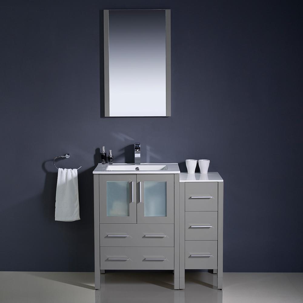 Fresca Torino 36" Gray Modern Bathroom Vanity w/ Side Cabinet & Integrated Sinks Vanity Fresca