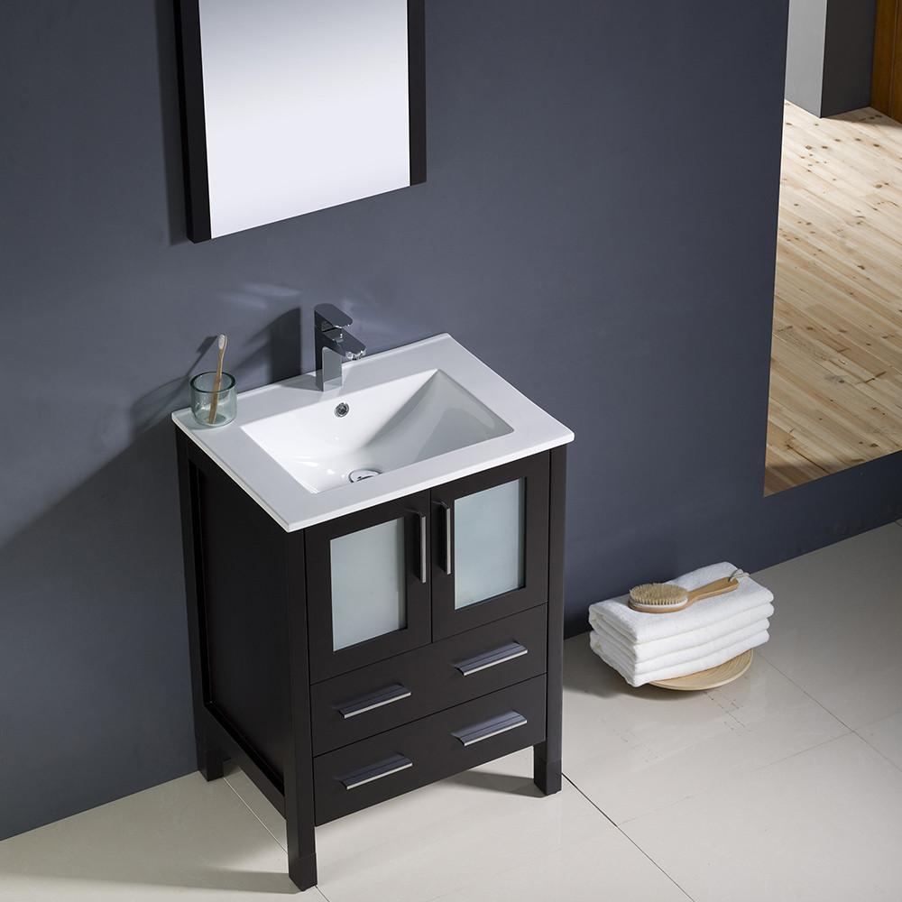 Fresca Torino 24" Espresso Modern Bathroom Vanity w/ Integrated Sink Vanity Fresca
