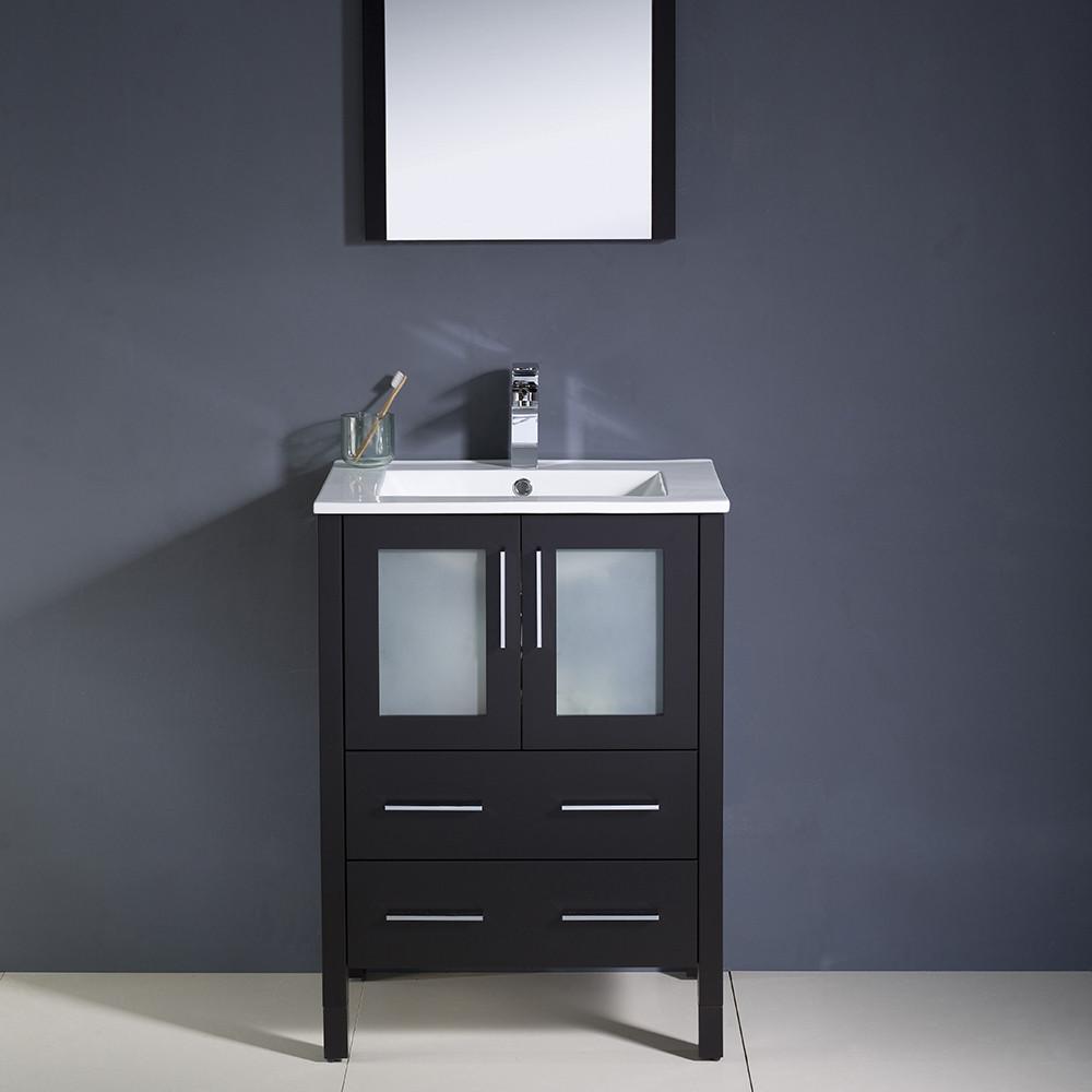 Fresca Torino 24" Espresso Modern Bathroom Vanity w/ Integrated Sink Vanity Fresca