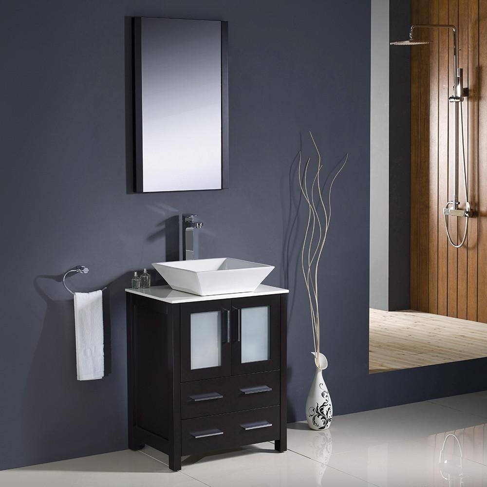 Fresca Torino 24" Espresso Modern Bathroom Vanity w/ Vessel Sink Vanity Fresca