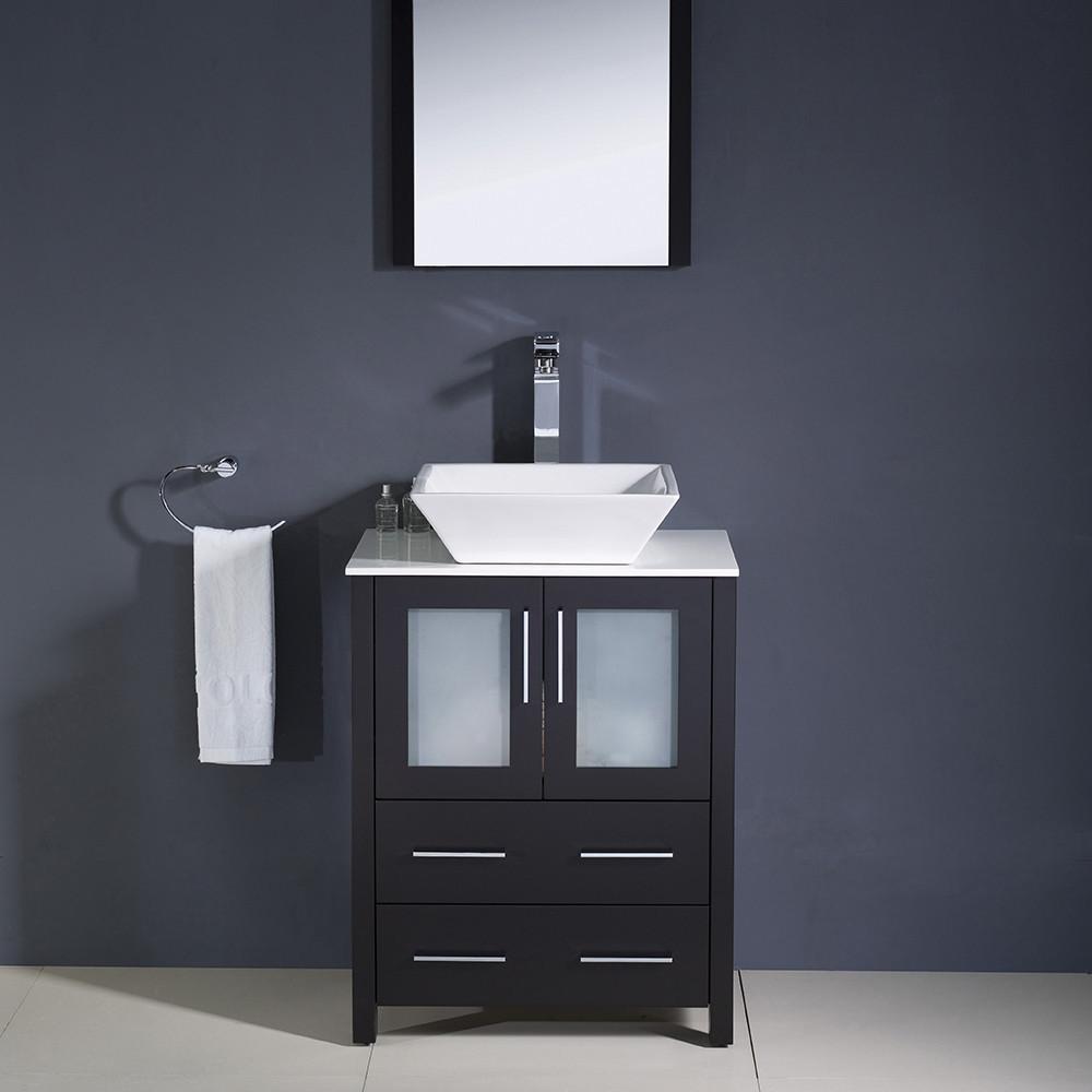 Fresca Torino 24" Espresso Modern Bathroom Vanity w/ Vessel Sink Vanity Fresca