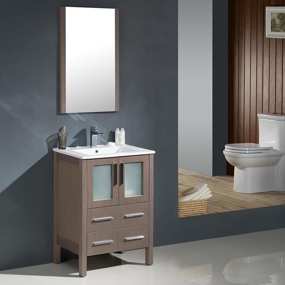 Fresca Torino 24" Gray Oak Modern Bathroom Vanity w/ Integrated Sink Vanity Fresca