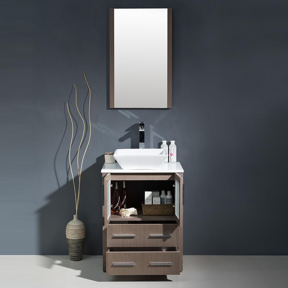 Fresca Torino 24" Gray Oak Modern Bathroom Vanity w/ Vessel Sink Vanity Fresca