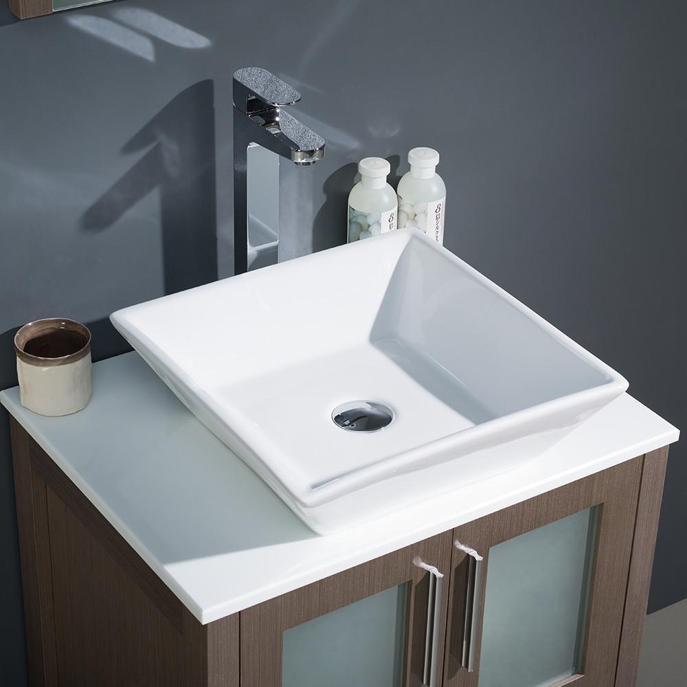 Fresca Torino 24" Gray Oak Modern Bathroom Vanity w/ Vessel Sink Vanity Fresca