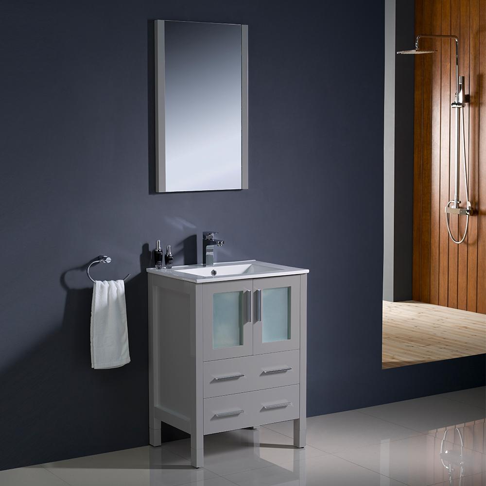 Fresca Torino 24" Gray Modern Bathroom Vanity w/ Integrated Sink Vanity Fresca