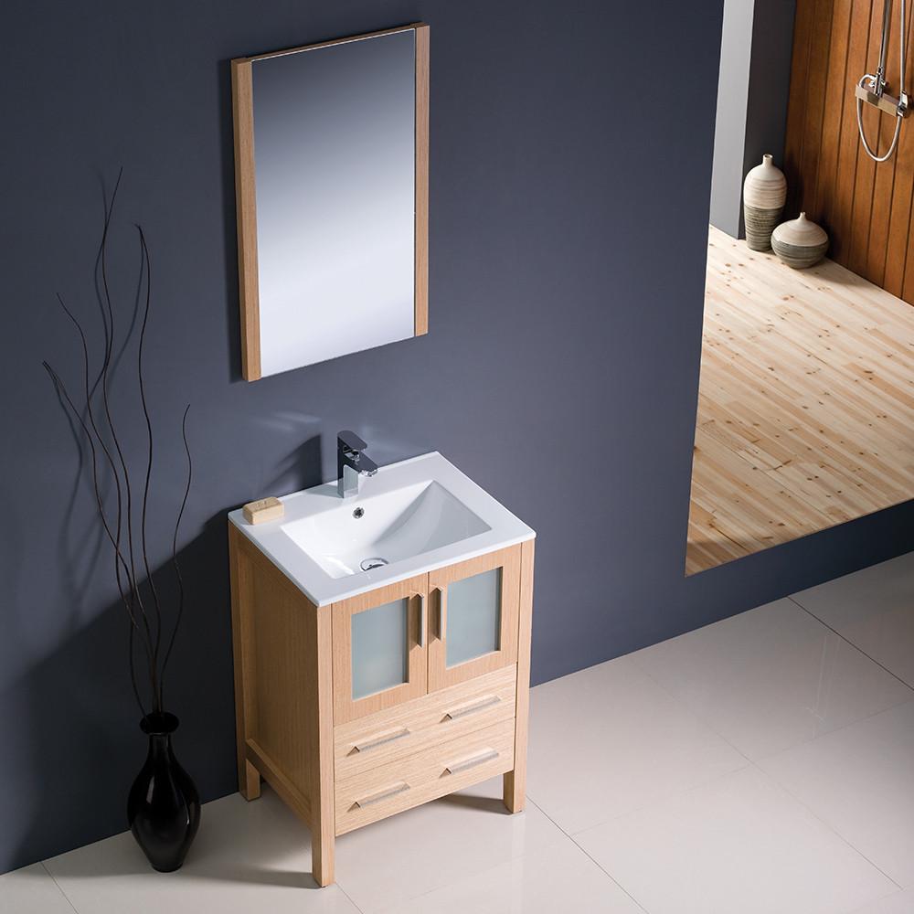 Fresca Torino 24" Light Oak Modern Bathroom Vanity w/ Integrated Sink Vanity Fresca