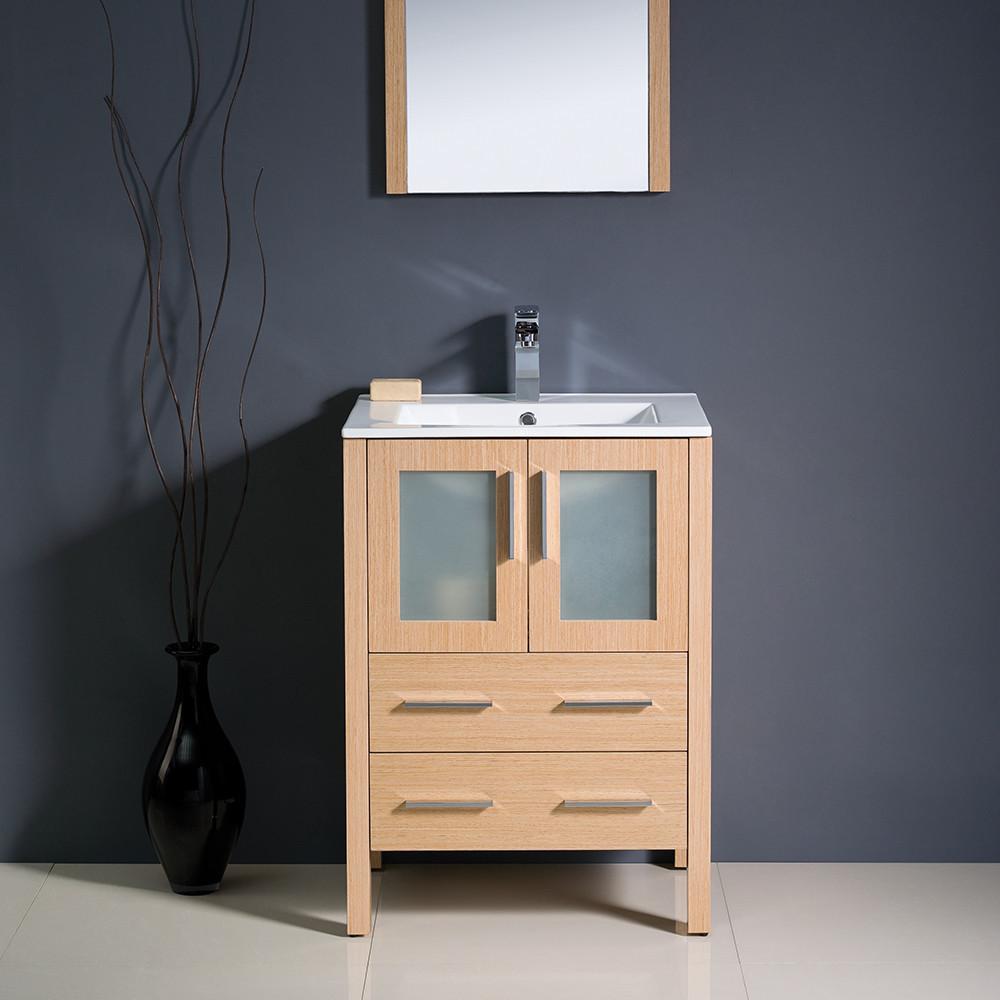 Fresca Torino 24" Light Oak Modern Bathroom Vanity w/ Integrated Sink Vanity Fresca