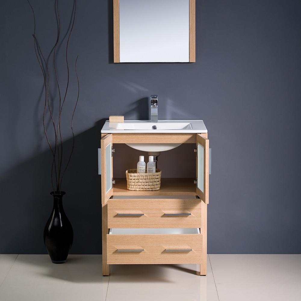 Fresca Torino 24" Light Oak Modern Bathroom Vanity w/ Integrated Sink Vanity Fresca