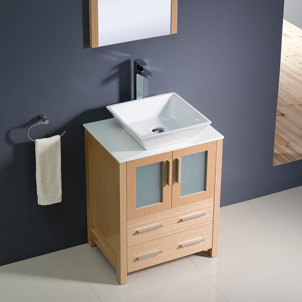 Fresca Torino 24" Light Oak Modern Bathroom Vanity w/ Vessel Sink Vanity Fresca