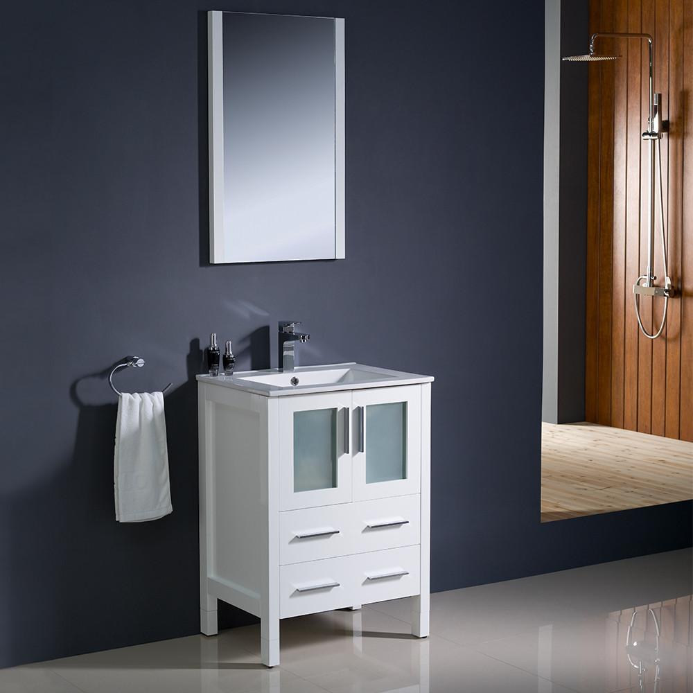 Fresca Torino 24" White Modern Bathroom Vanity w/ Integrated Sink Vanity Fresca