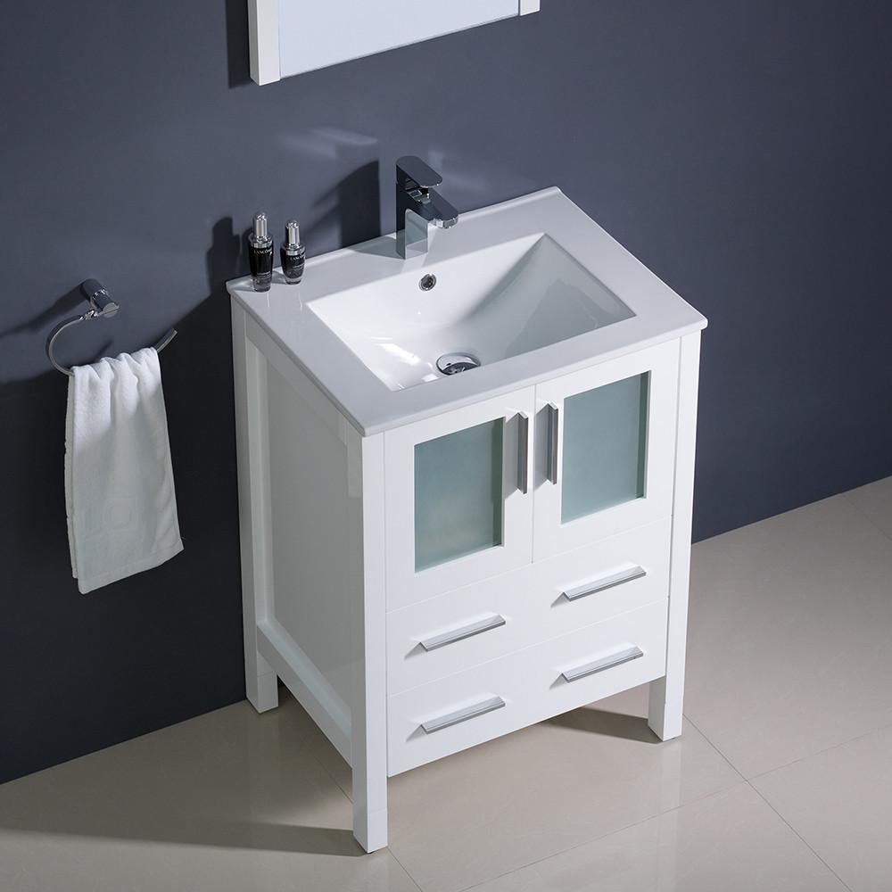 Fresca Torino 24" White Modern Bathroom Vanity w/ Integrated Sink Vanity Fresca