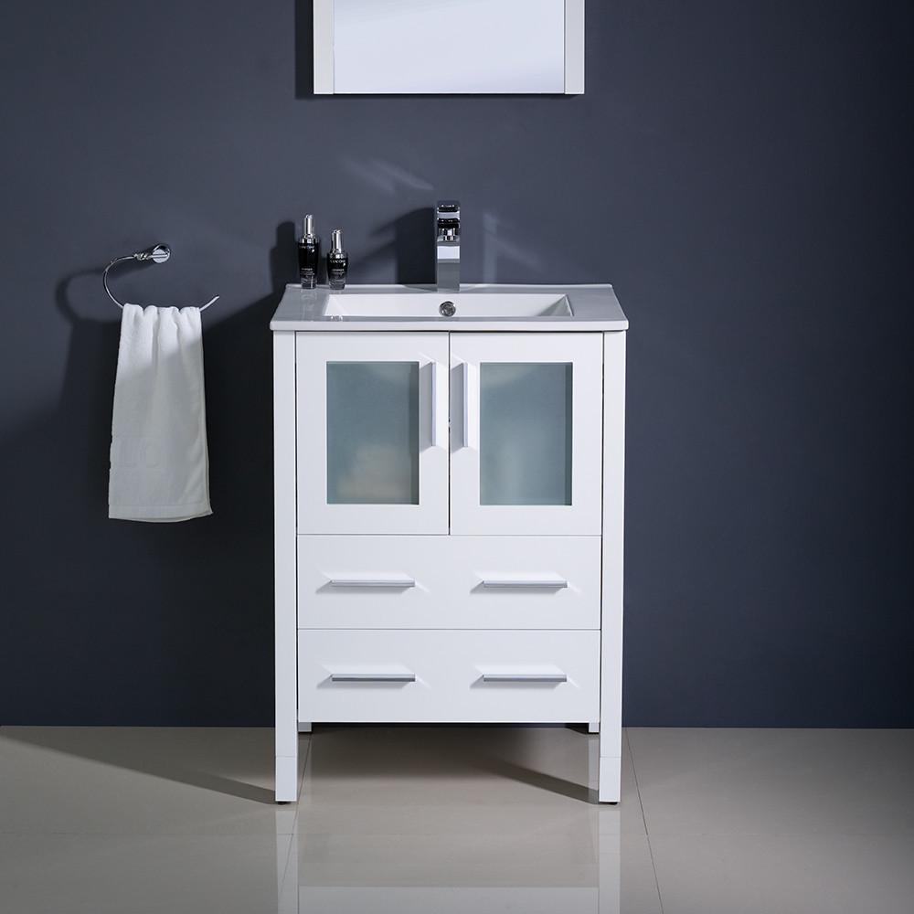 Fresca Torino 24" White Modern Bathroom Vanity w/ Integrated Sink Vanity Fresca