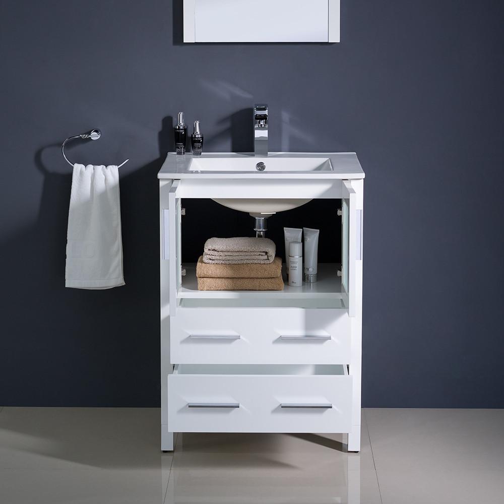 Fresca Torino 24" White Modern Bathroom Vanity w/ Integrated Sink Vanity Fresca