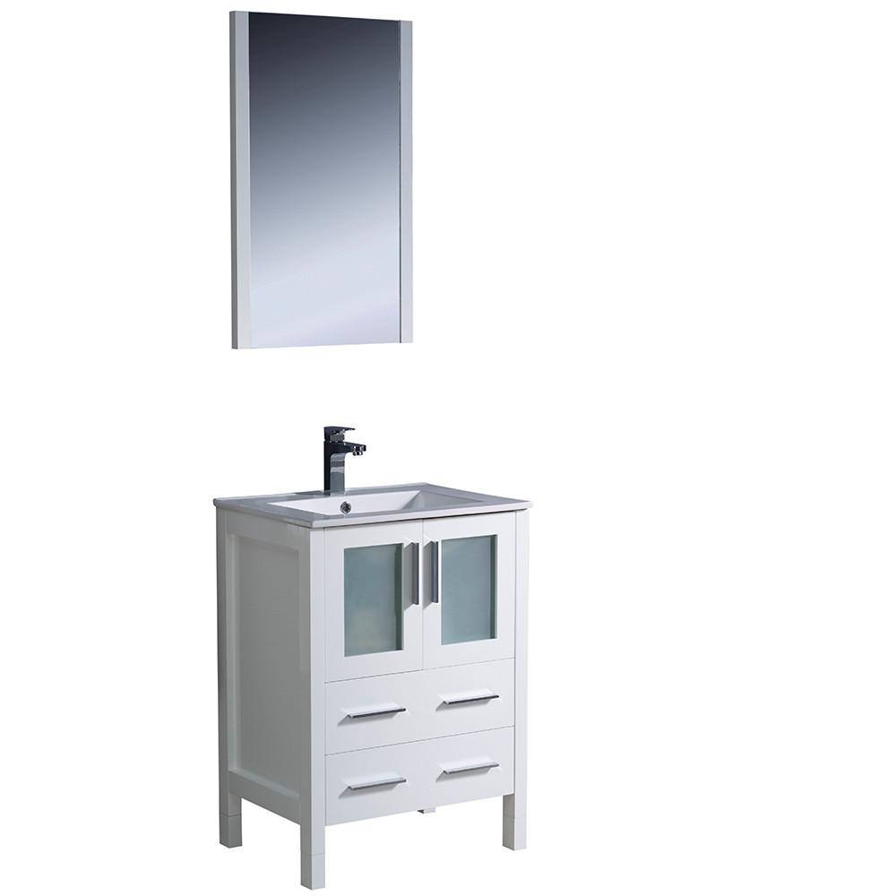 Fresca Torino 24" White Modern Bathroom Vanity w/ Integrated Sink Vanity Fresca