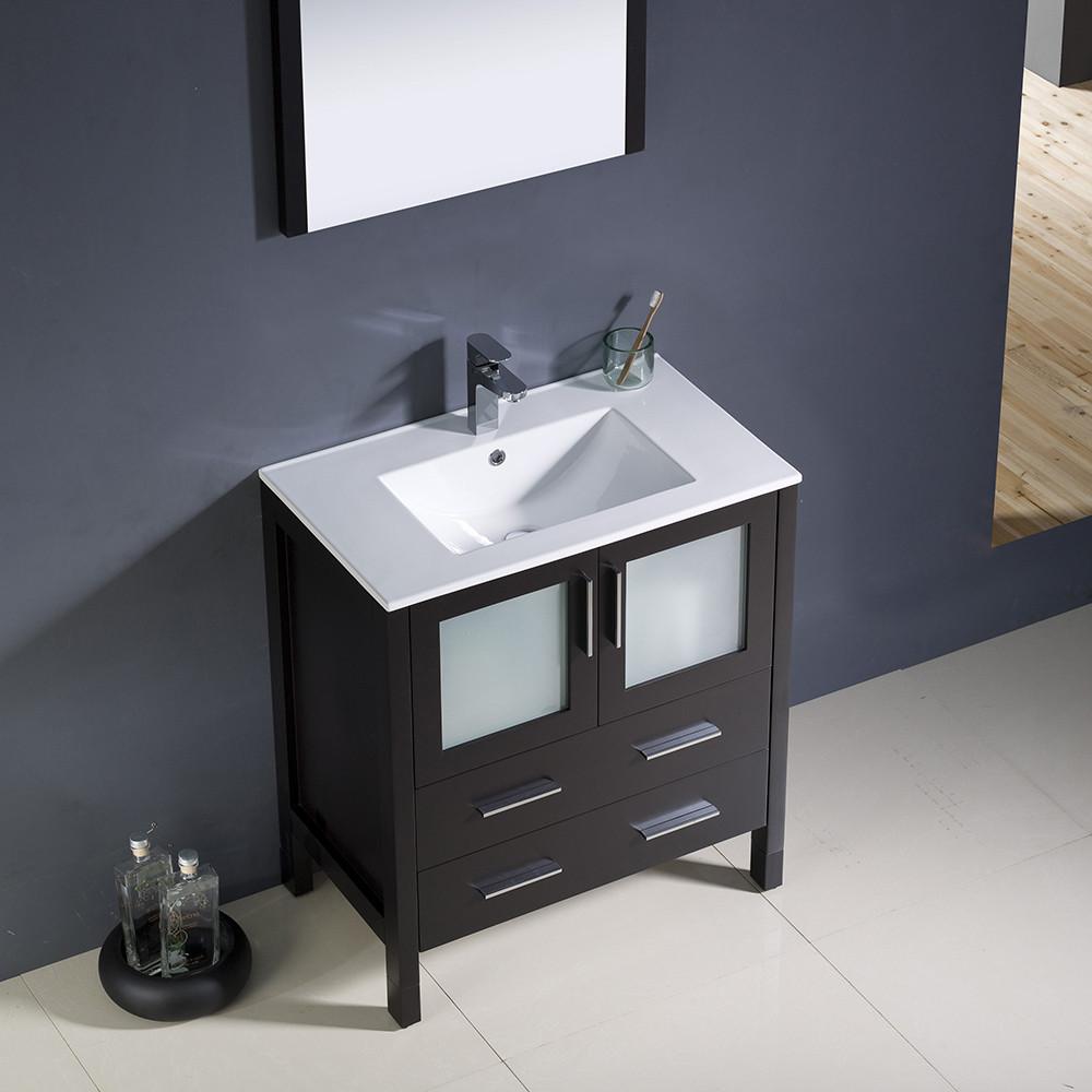 Fresca Torino 30" Espresso Modern Bathroom Vanity w/ Integrated Sink Vanity Fresca