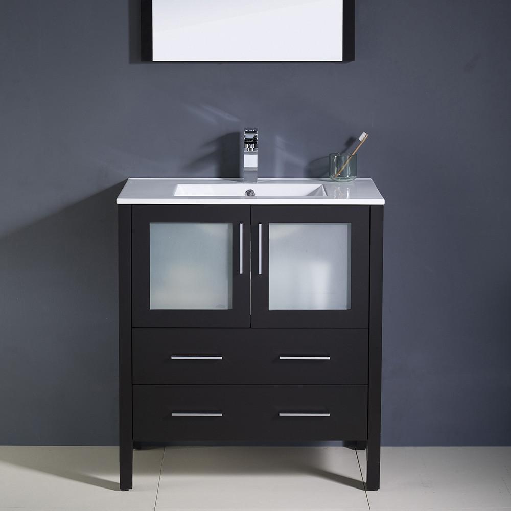 Fresca Torino 30" Espresso Modern Bathroom Vanity w/ Integrated Sink Vanity Fresca