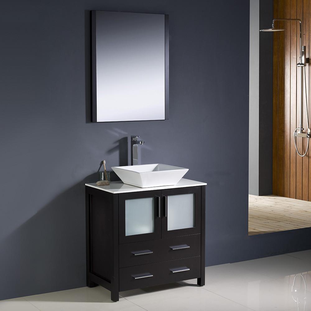 Fresca Torino 30" Espresso Modern Bathroom Vanity w/ Vessel Sink Vanity Fresca