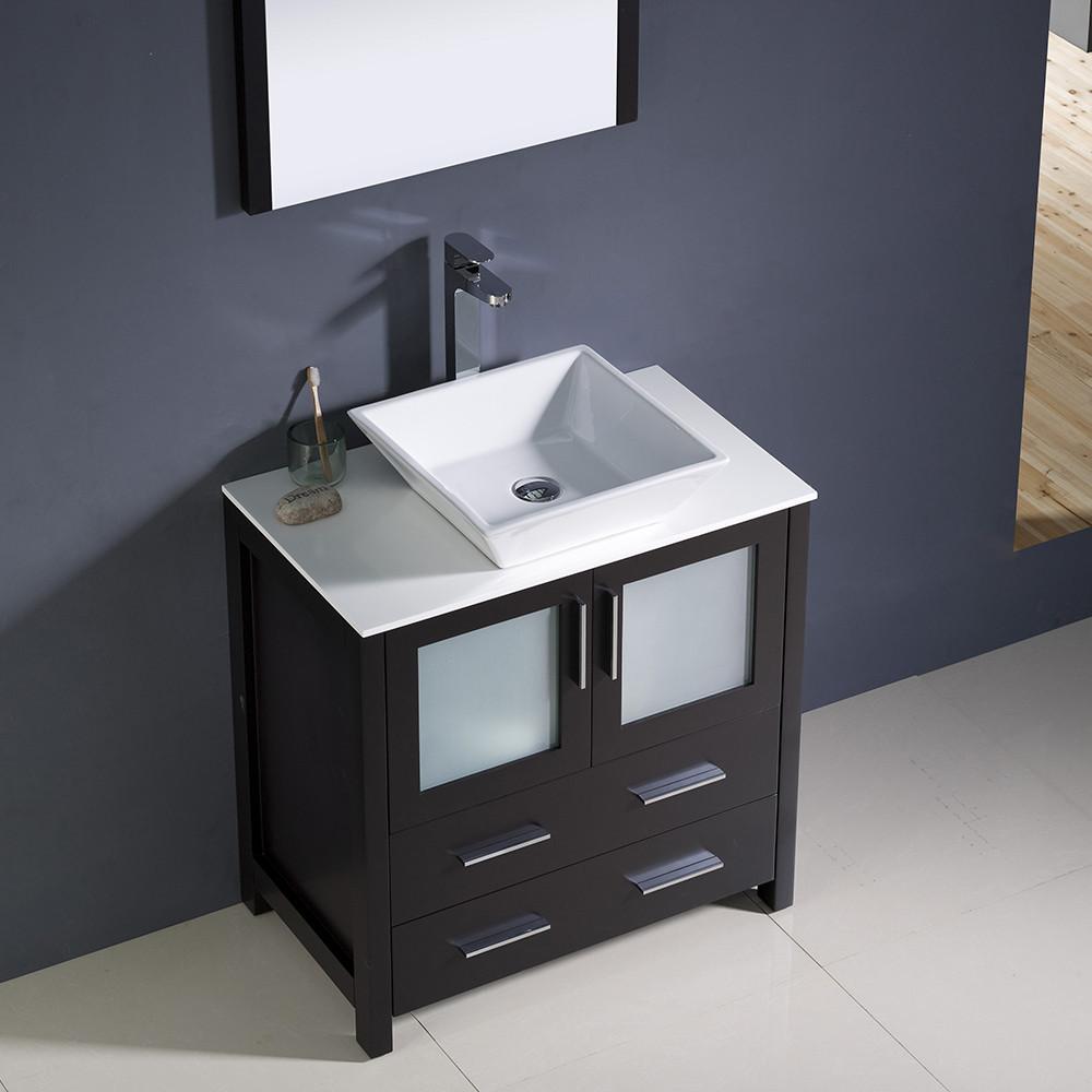 Fresca Torino 30" Espresso Modern Bathroom Vanity w/ Vessel Sink Vanity Fresca