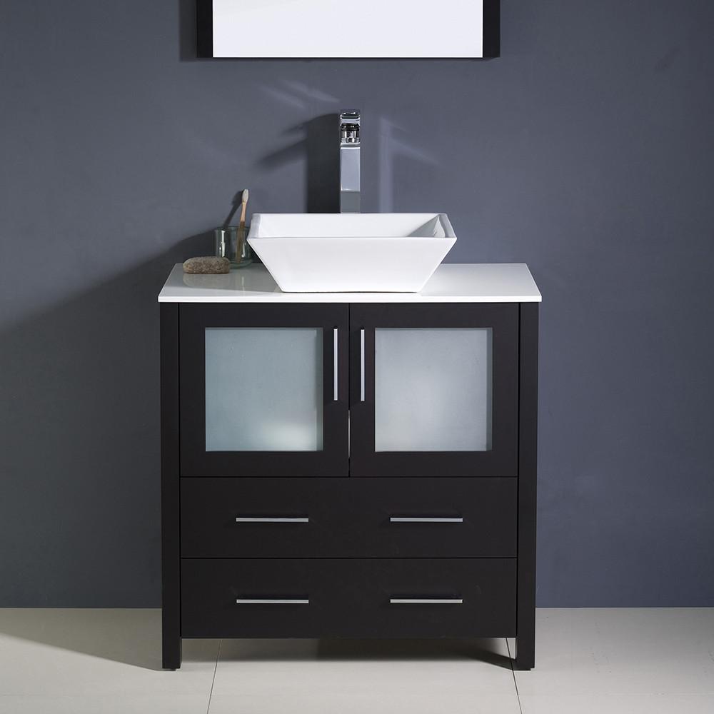 Fresca Torino 30" Espresso Modern Bathroom Vanity w/ Vessel Sink Vanity Fresca