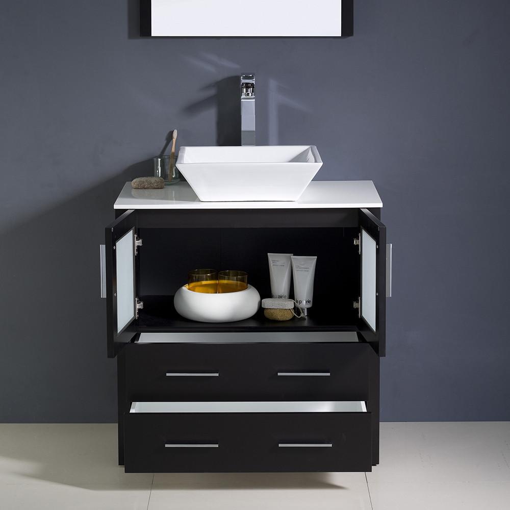 Fresca Torino 30" Espresso Modern Bathroom Vanity w/ Vessel Sink Vanity Fresca
