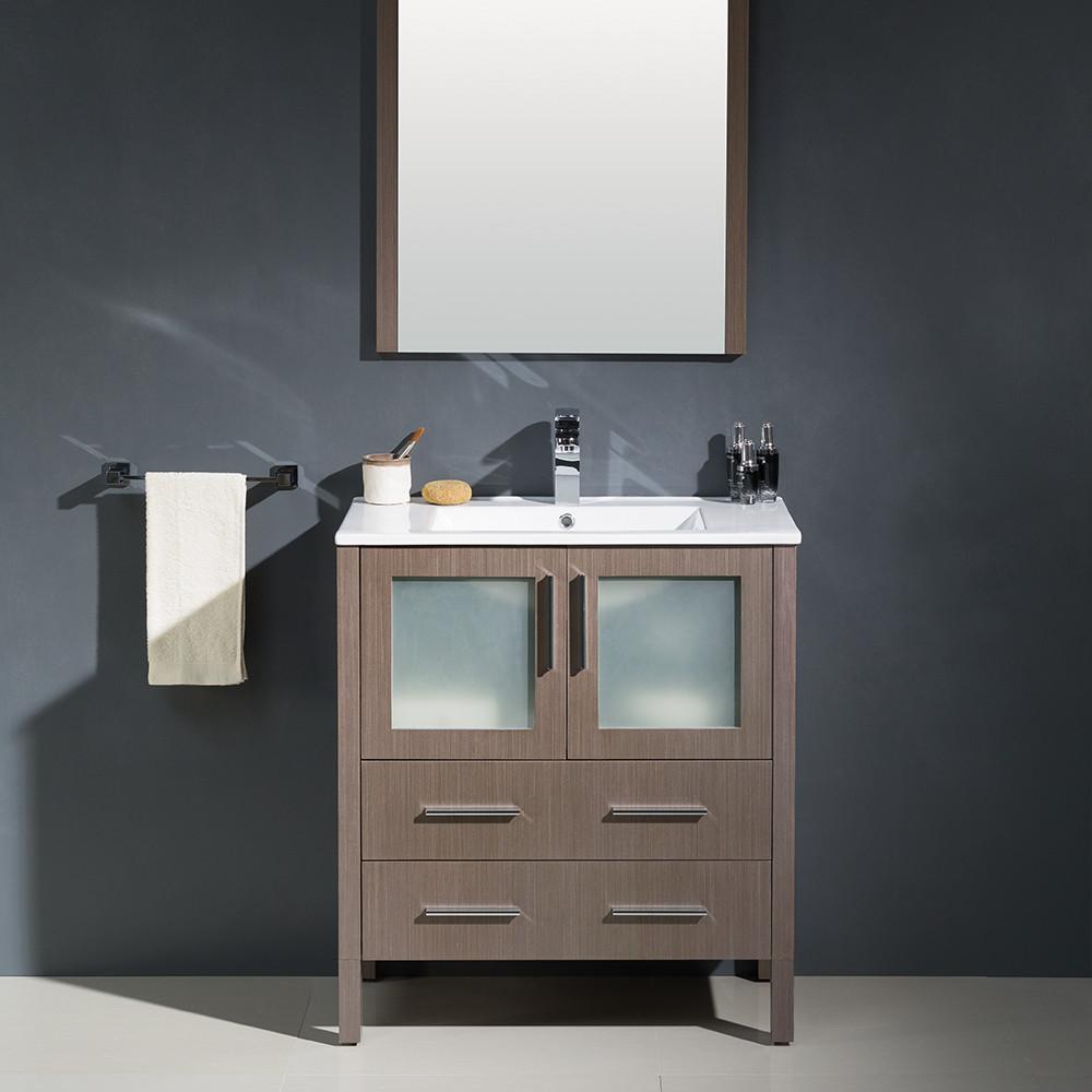 Fresca Torino 30" Gray Oak Modern Bathroom Vanity w/ Integrated Sink Vanity Fresca