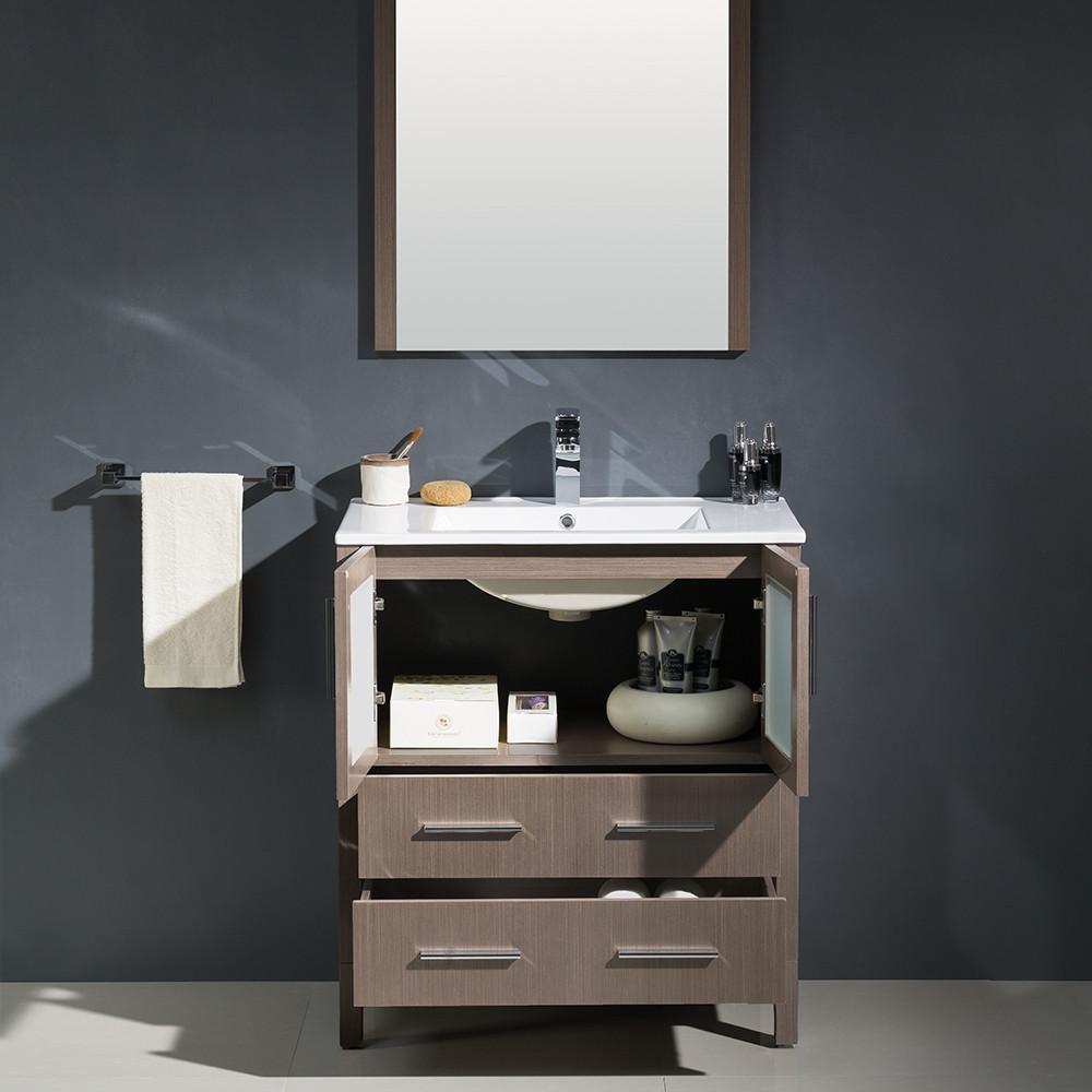 Fresca Torino 30" Gray Oak Modern Bathroom Vanity w/ Integrated Sink Vanity Fresca