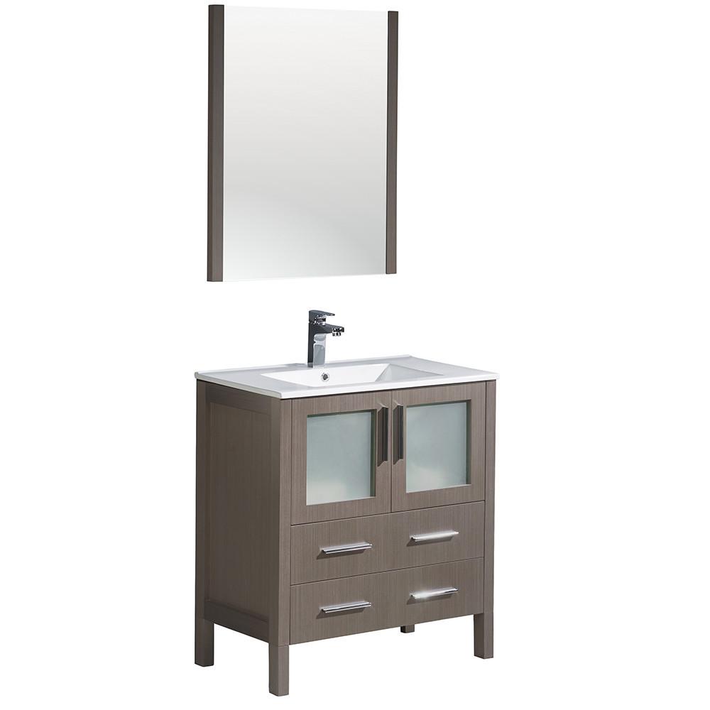 Fresca Torino 30" Gray Oak Modern Bathroom Vanity w/ Integrated Sink Vanity Fresca