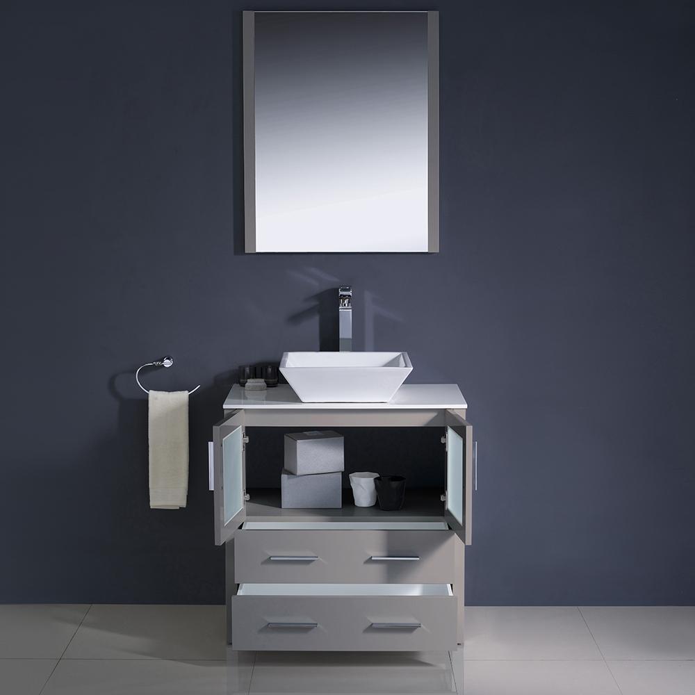 Fresca Torino 30" Gray Modern Bathroom Vanity w/ Vessel Sink Vanity Fresca