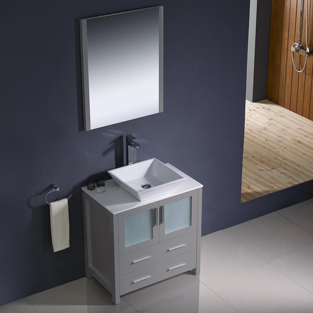 Fresca Torino 30" Gray Modern Bathroom Vanity w/ Vessel Sink Vanity Fresca